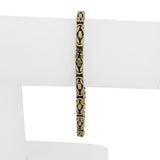 14k Yellow Gold 11.2g Semi Solid Men's Squared Byzantine Link Bracelet 8"