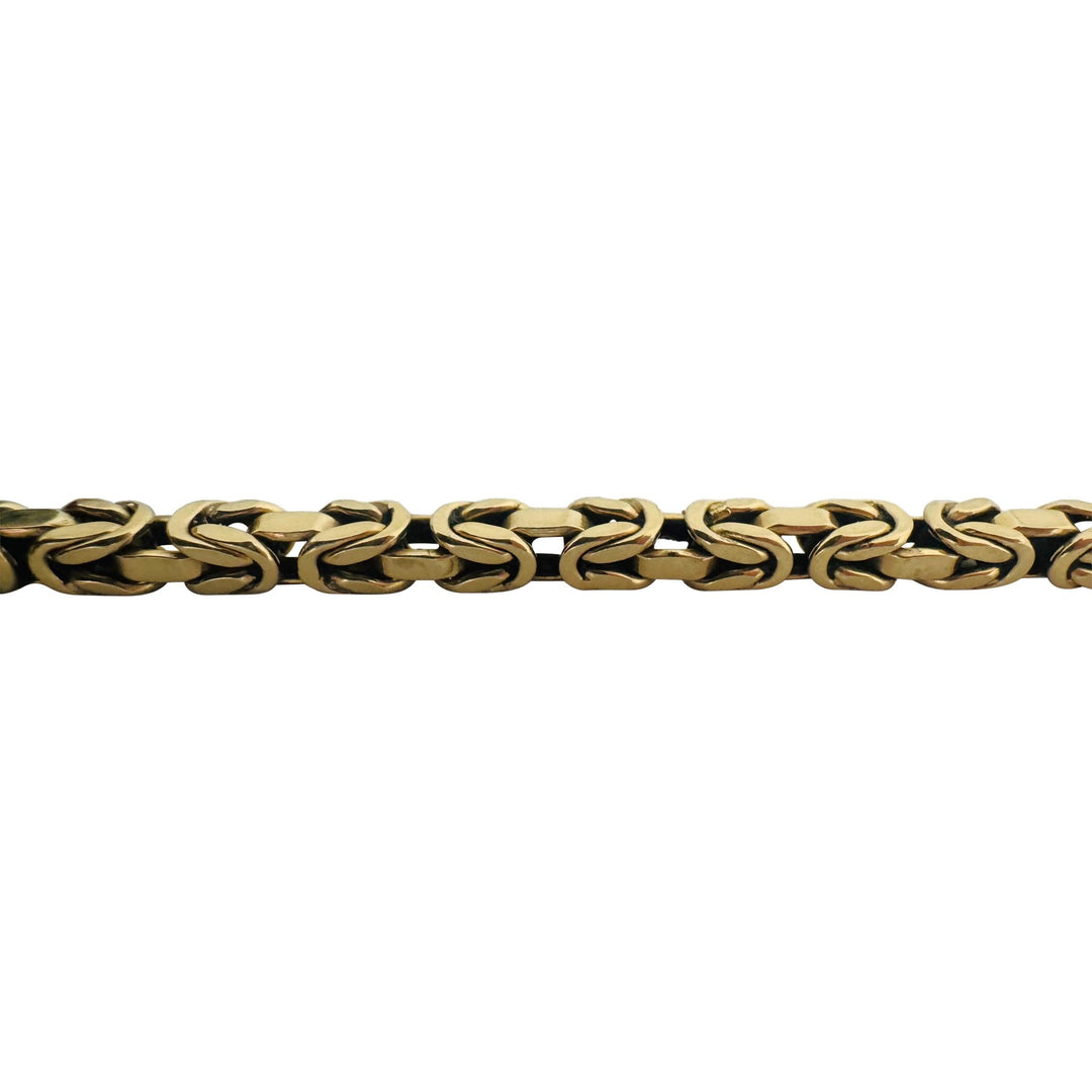 14k Yellow Gold 11.2g Semi Solid Men's Squared Byzantine Link Bracelet 8"