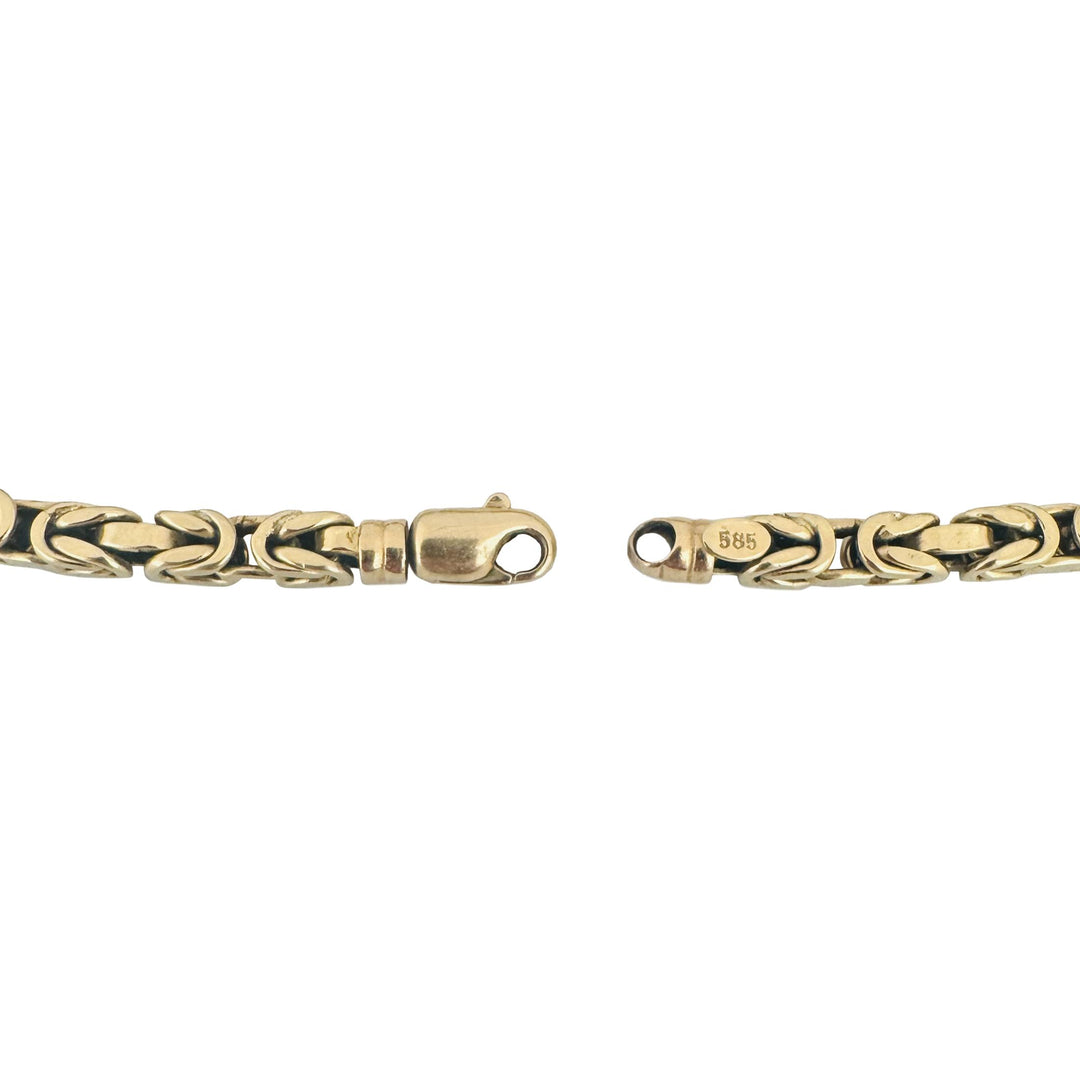 14k Yellow Gold 11.2g Semi Solid Men's Squared Byzantine Link Bracelet 8"