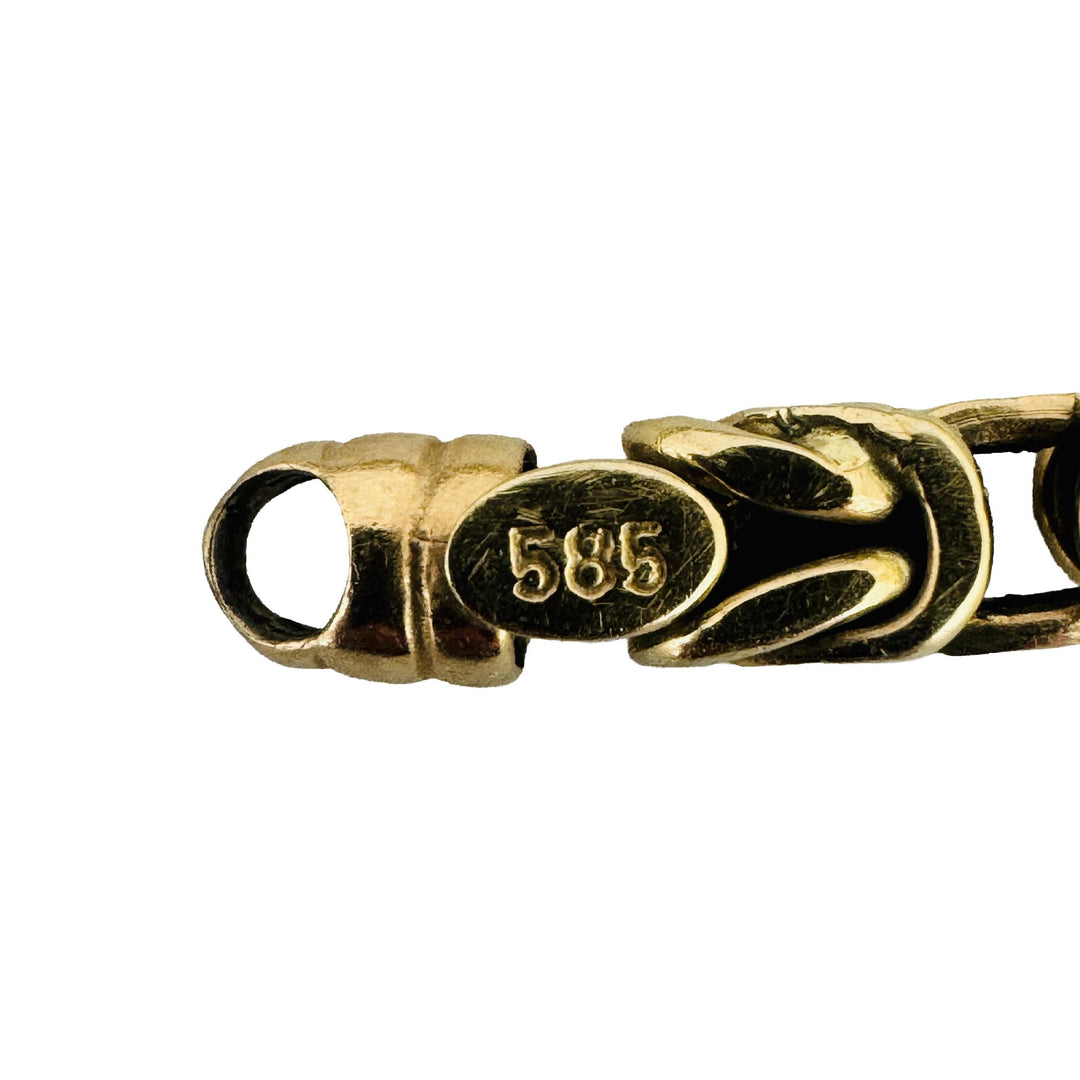 14k Yellow Gold 11.2g Semi Solid Men's Squared Byzantine Link Bracelet 8"
