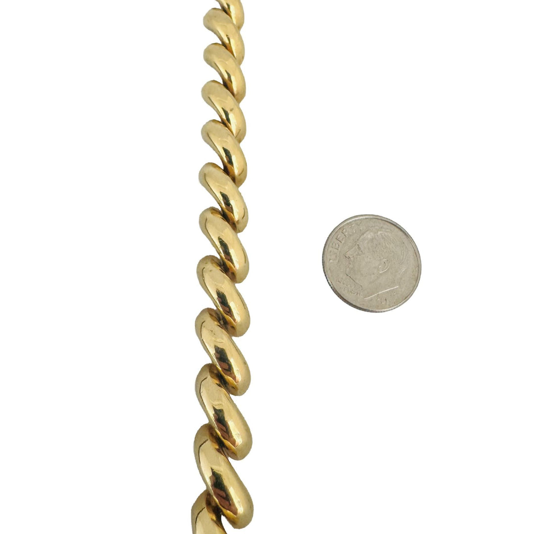 14k Yellow Gold 23.5g Ladies Polished 9mm San Marco Link Bracelet Italy 7"