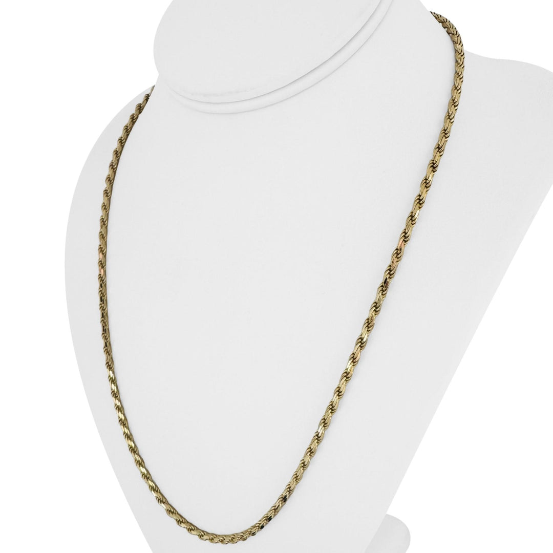 14k Yellow Gold 22.2g Solid 3mm Diamond Cut Rope Chain Necklace 22"