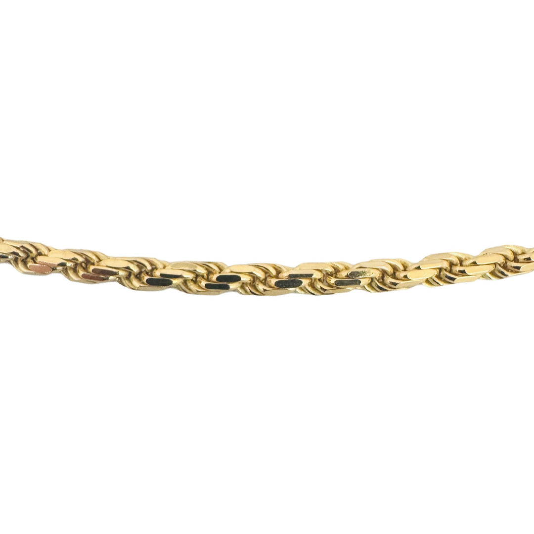 14k Yellow Gold 22.2g Solid 3mm Diamond Cut Rope Chain Necklace 22"
