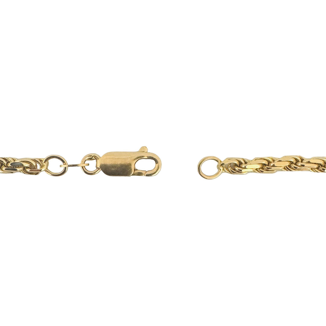 14k Yellow Gold 22.2g Solid 3mm Diamond Cut Rope Chain Necklace 22"
