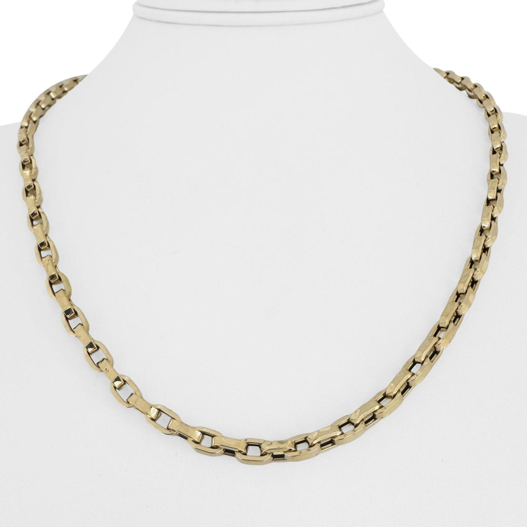 14k Yellow Gold 7.9g Hollow Light 4.5mm Biker Link Chain Necklace Italy 20"