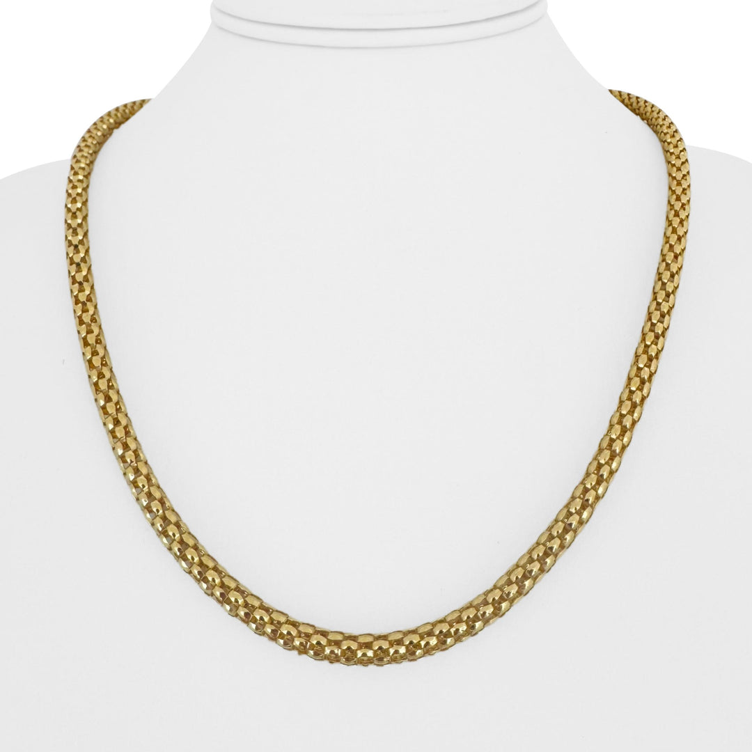 14k Yellow Gold 15.5g Vintage Fancy Link Cylinder Necklace Italy 20"