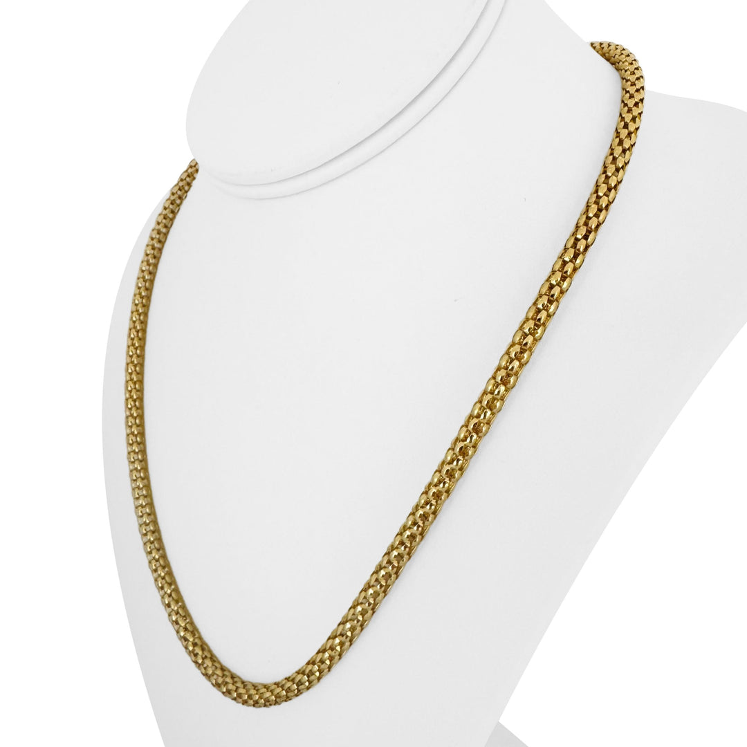 14k Yellow Gold 15.5g Vintage Fancy Link Cylinder Necklace Italy 20"