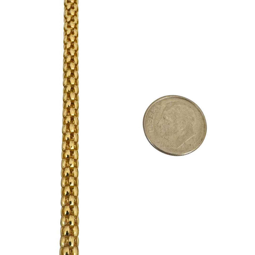 14k Yellow Gold 15.5g Vintage Fancy Link Cylinder Necklace Italy 20"