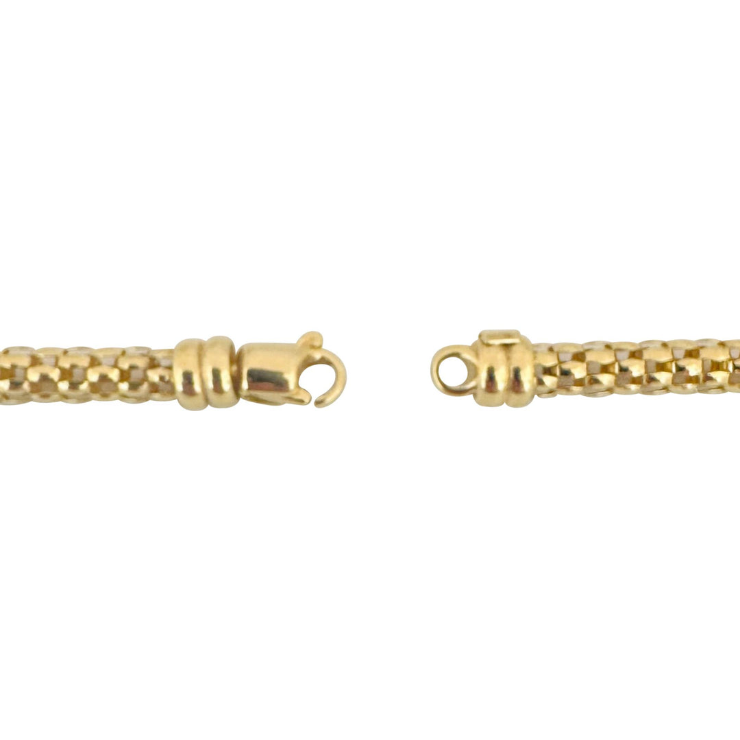 14k Yellow Gold 15.5g Vintage Fancy Link Cylinder Necklace Italy 20"