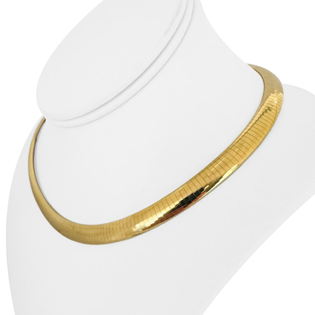 14k Yellow Gold 50g Solid Heavy 8mm Omega Link Necklace Italy 16"