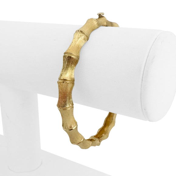 14k Yellow Gold 17.6g Solid Satin Finish Bamboo Bangle Bracelet 6.85