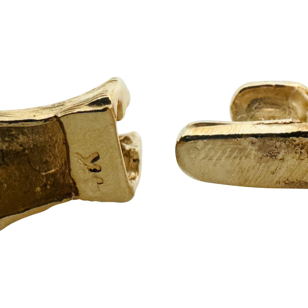 14k Yellow Gold 17.6g Solid Satin Finish Bamboo Bangle Bracelet 6.85"