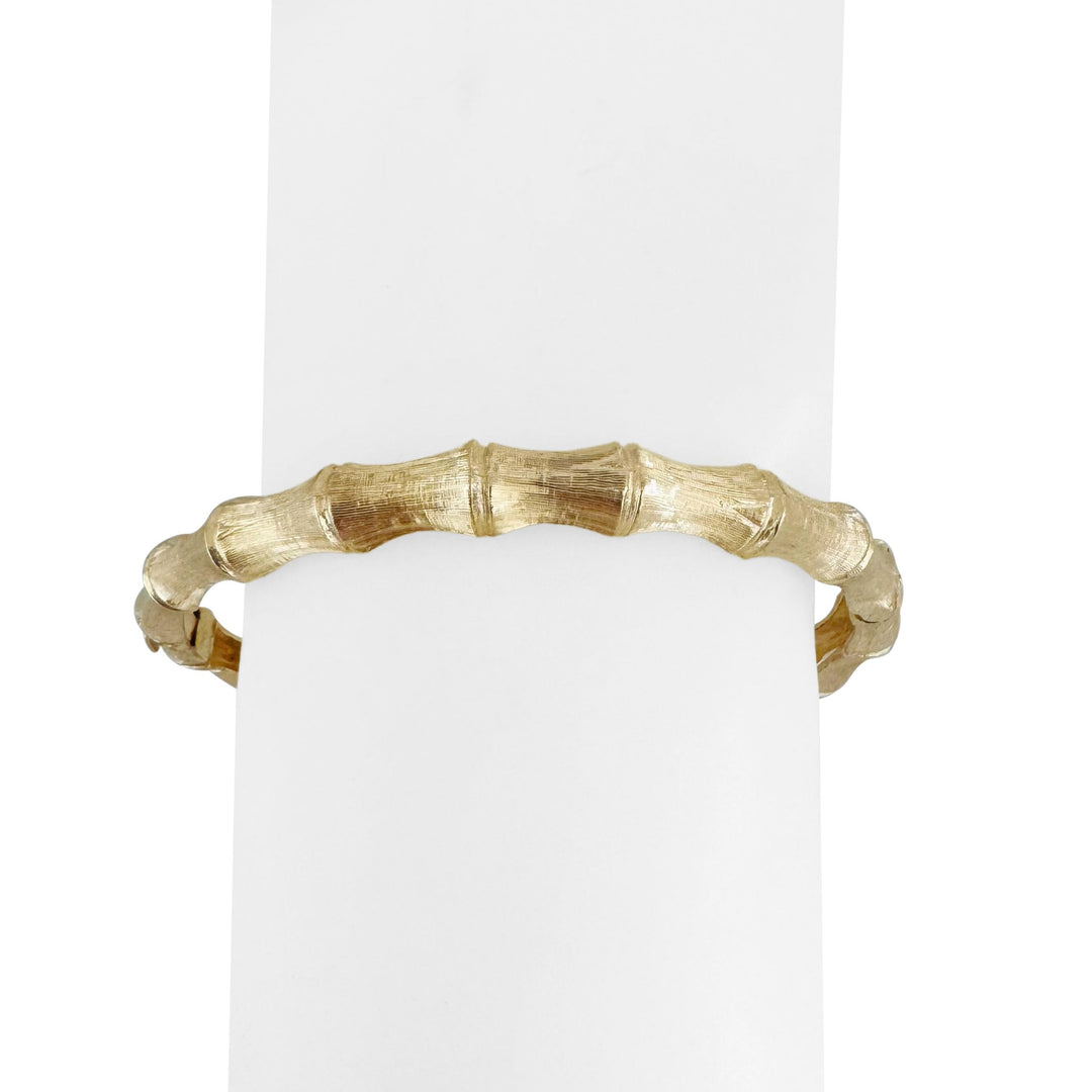 14k Yellow Gold 17.6g Solid Satin Finish Bamboo Bangle Bracelet 6.85"