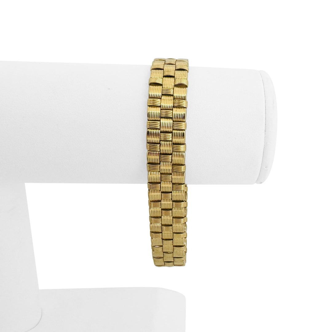 14k Yellow Gold 25.5g Heavy Ladies 11.5mm Basket Weave Link Bracelet Italy 7.5"