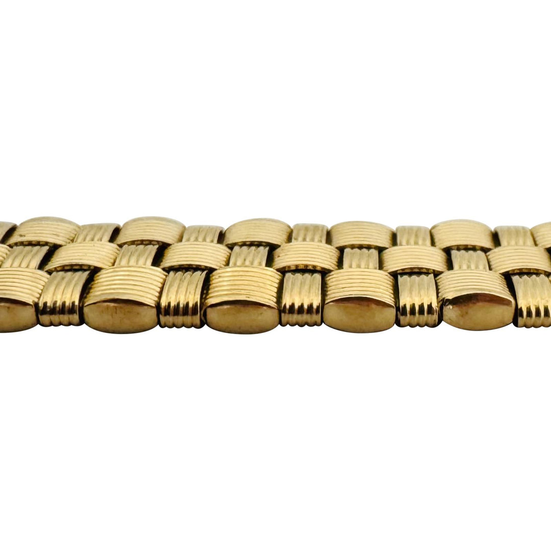 14k Yellow Gold 25.5g Heavy Ladies 11.5mm Basket Weave Link Bracelet Italy 7.5"