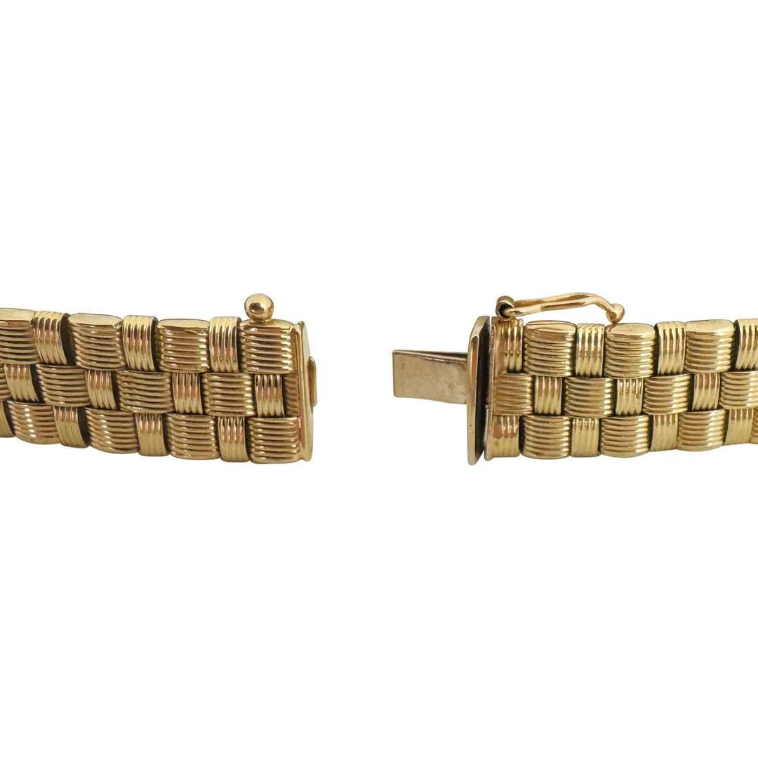 14k Yellow Gold 25.5g Heavy Ladies 11.5mm Basket Weave Link Bracelet Italy 7.5"
