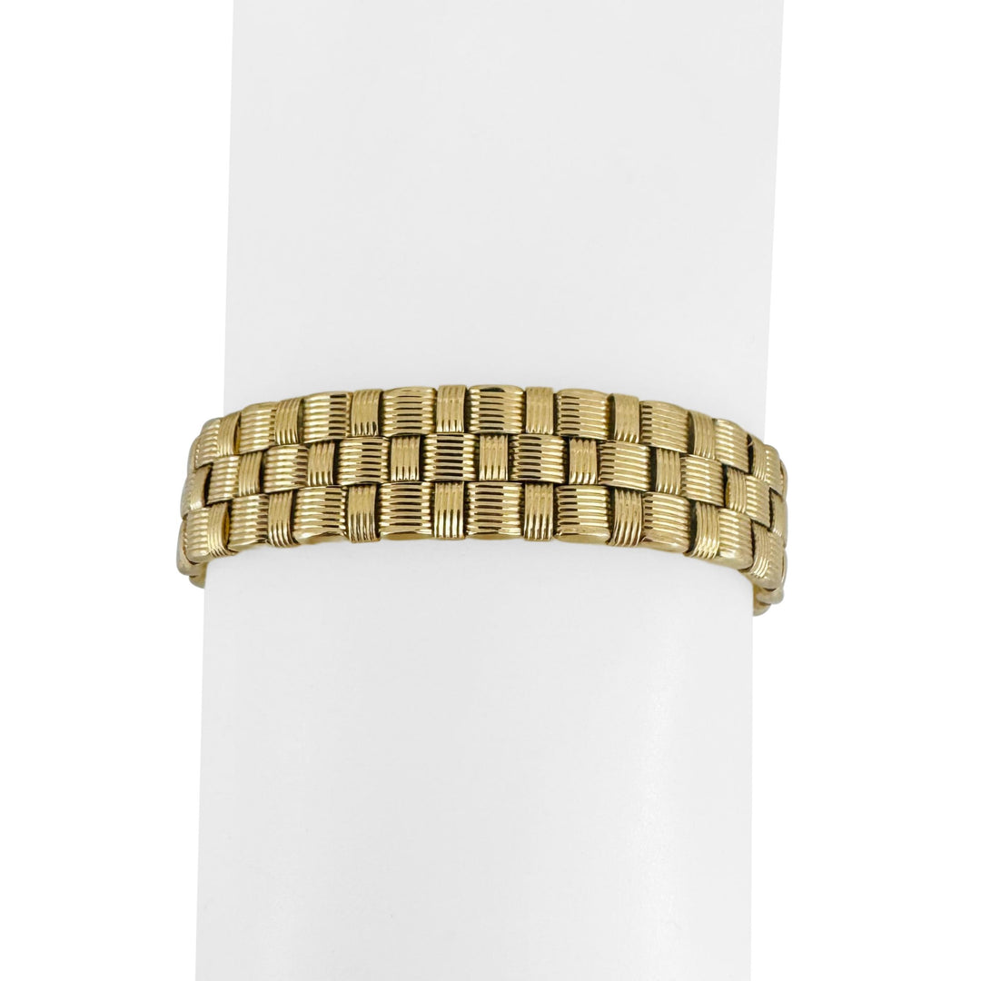 14k Yellow Gold 25.5g Heavy Ladies 11.5mm Basket Weave Link Bracelet Italy 7.5"