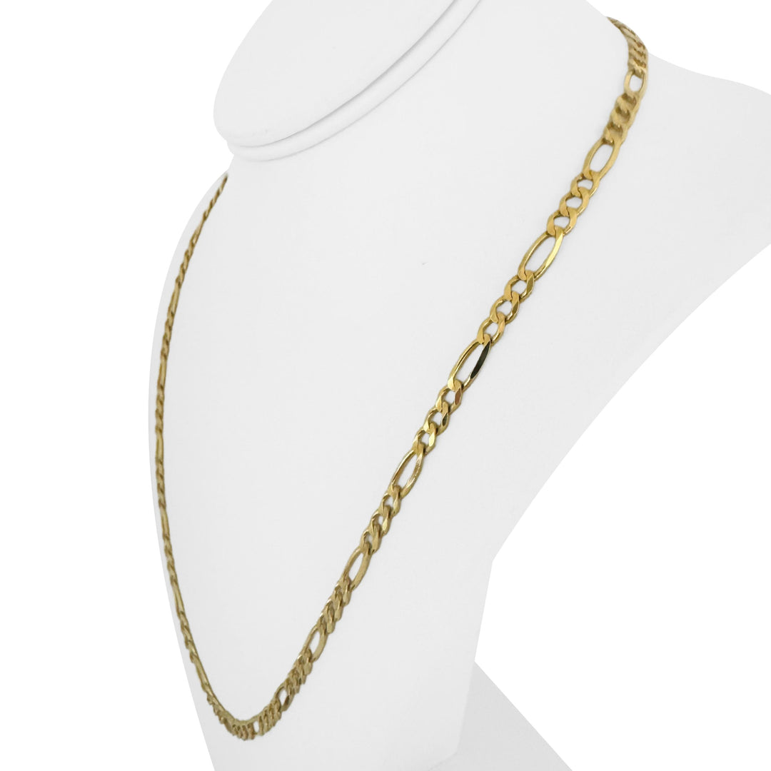 14k Yellow Gold 16.6g Solid 4.5mm Figaro Link Chain Necklace 22"