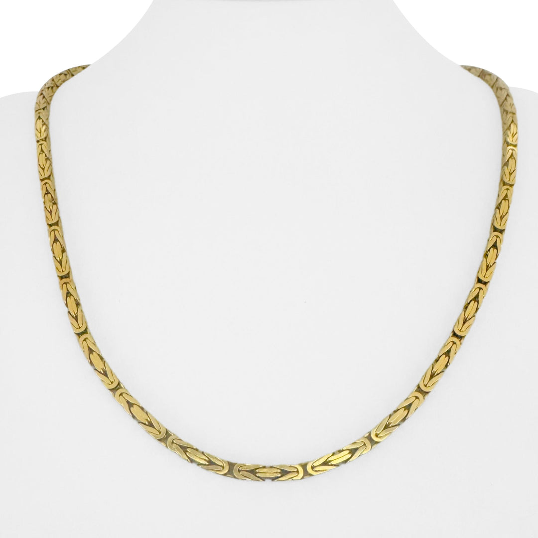 14k Yellow Gold 40.8g Solid Heavy 3.2mm Squared Byzantine Link Necklace 22"