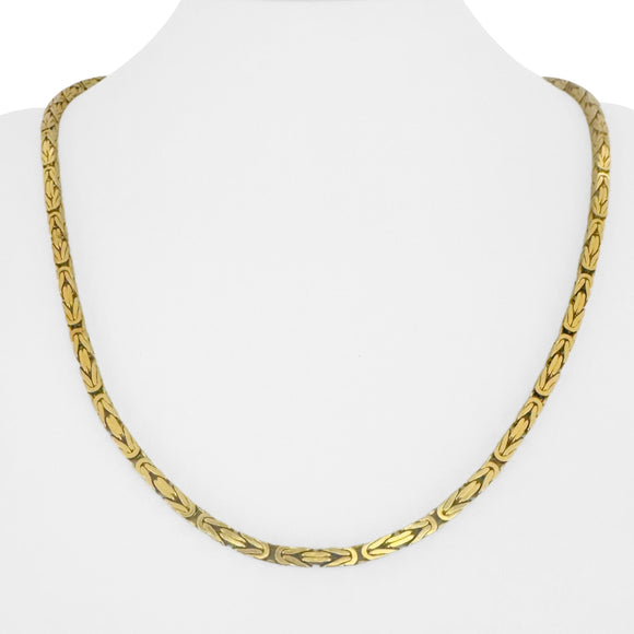 14k Yellow Gold 40.8g Solid Heavy 3.2mm Squared Byzantine Link Necklace 22