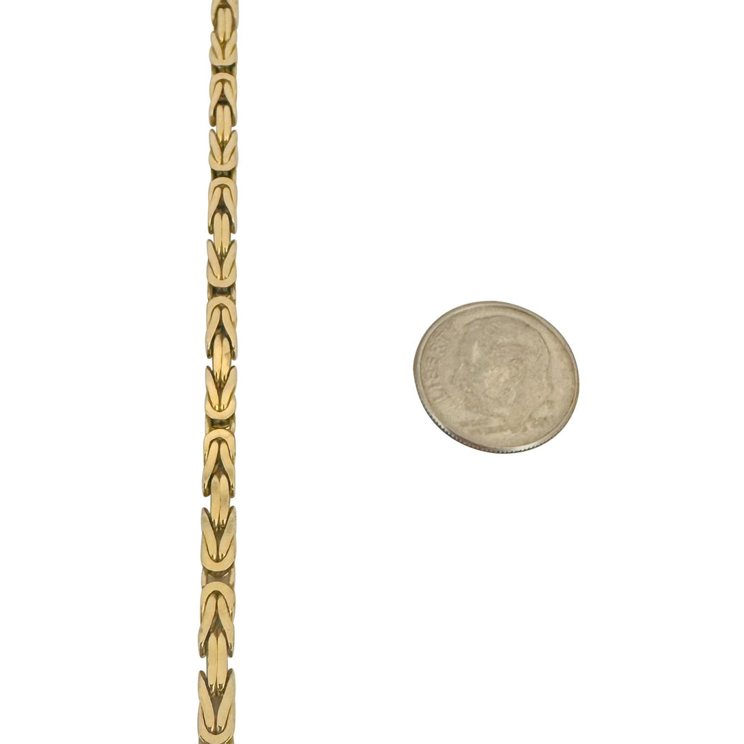 14k Yellow Gold 40.8g Solid Heavy 3.2mm Squared Byzantine Link Necklace 22"