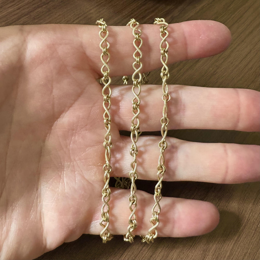 14k Yellow Gold 27.7g Ladies Vintage 4.5mm Fancy Link Chain Necklace Italy 30"