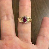 14k Yellow Gold Ruby and Diamond Vintage Band Ring Size 9.5