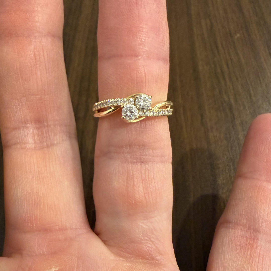 14k Yellow Gold 0.50cttw Diamond Bypass Band Ring Size 6.75