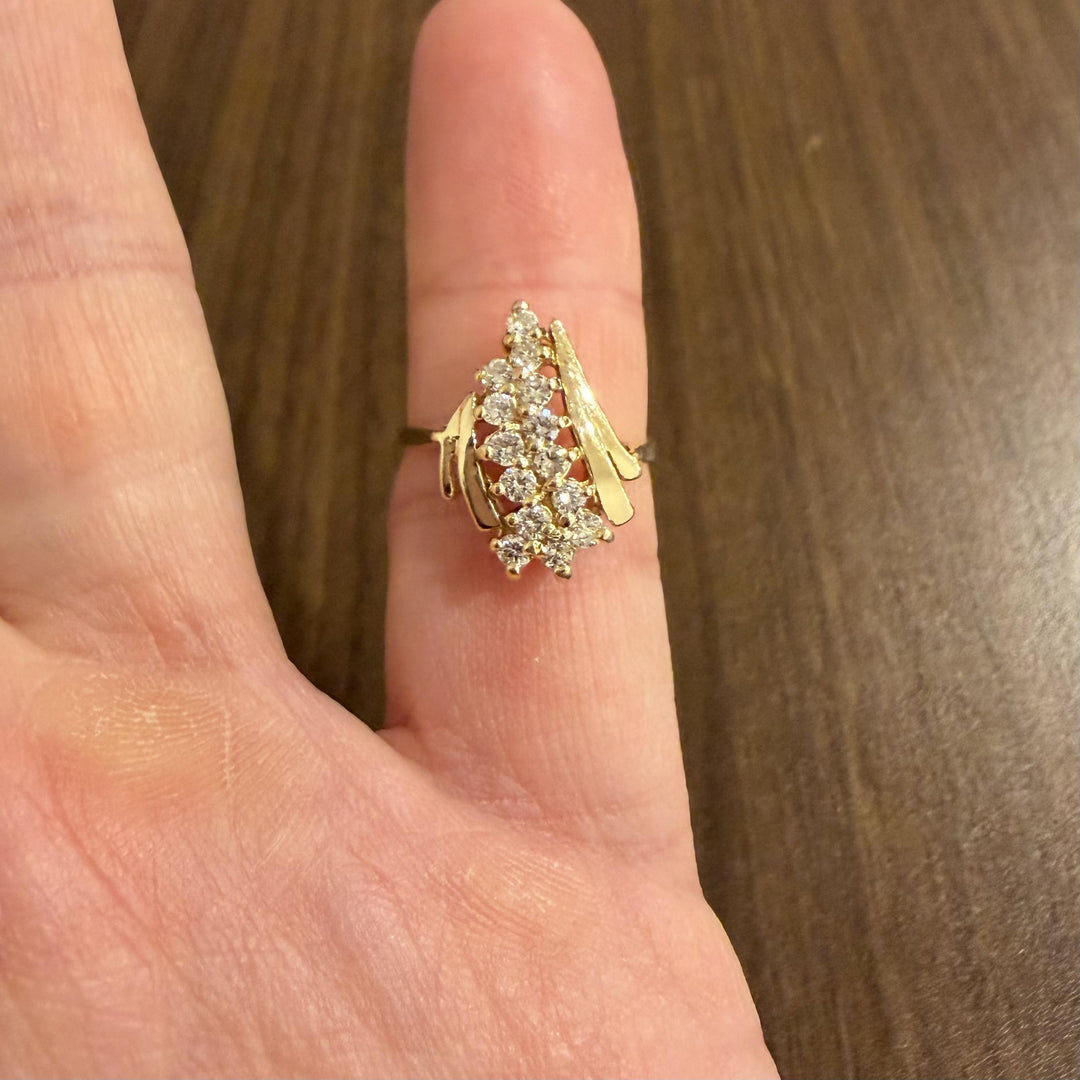 14k Yellow Gold 0.50cttw Diamond Ladies Fancy Ring Size 6.75