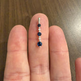 14k White Gold Blue Sapphire and Diamond Stick Pendant 1"