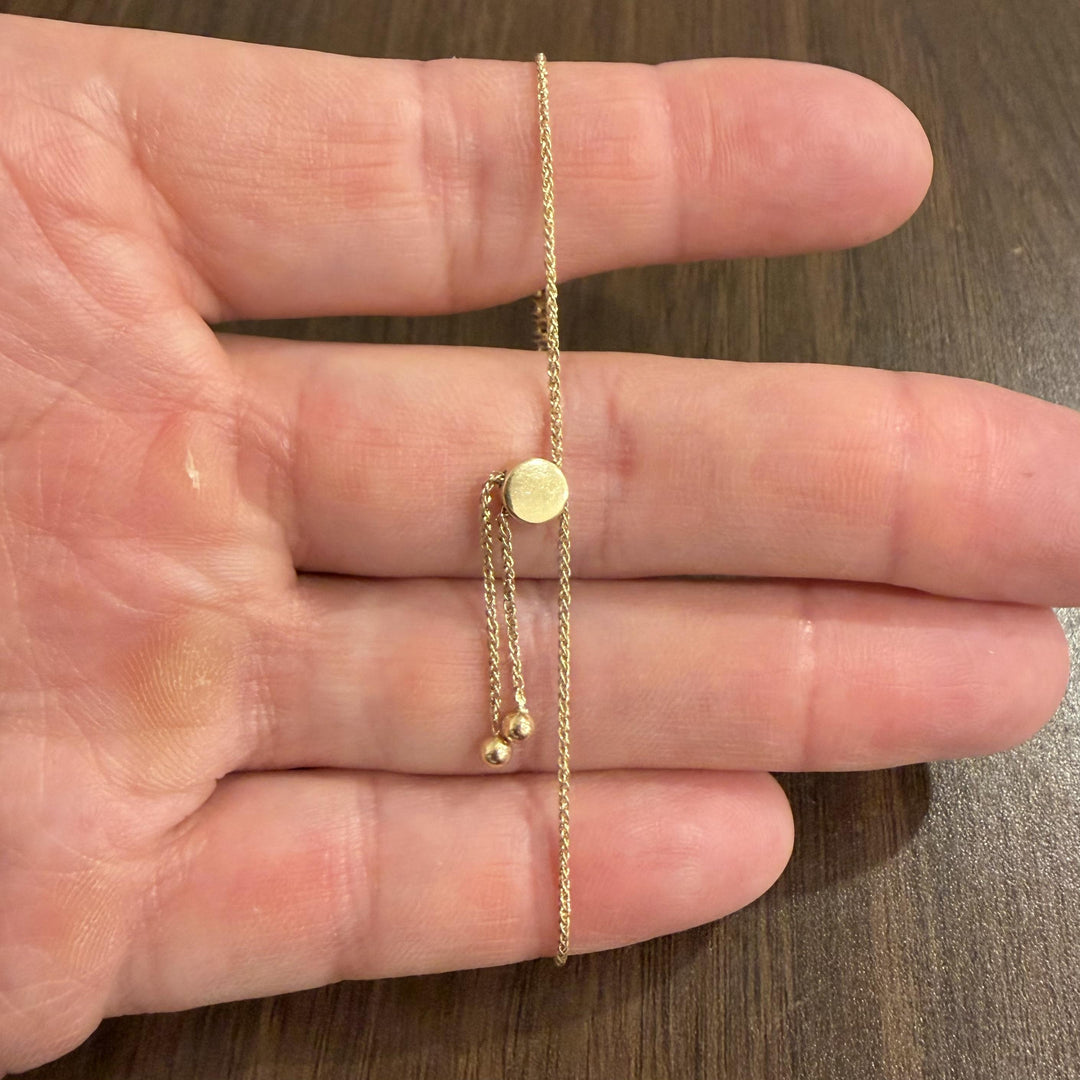 14k Yellow Gold and 1cttw Diamond Adjustable Bolo Tennis Bracelet
