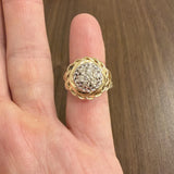 14k Yellow and White Gold 0.45cttw Diamond Vintage Solid Cluster Ring Size 5.75