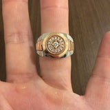 14k White and Rose Gold 0.20cttw Diamond Men's Watch Band Ring Size 10.25