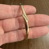 14k Yellow Gold and 0.20cttw Diamond 15.2g Bypass Bangle Bracelet 7"