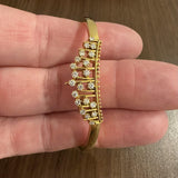 18k Yellow Gold and 0.40cttw Diamonds 16.3g Vintage Crown Bangle Bracelet 6.5"