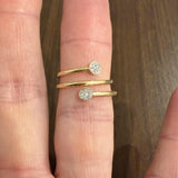18k Yellow Gold and Diamond Bypass Coil Ring Size 7