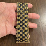 14k Yellow Gold and Leather 34g Vintage Braided Mesh Bracelet Italy 7"