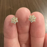 18k Yellow Gold and 1cttw Cluster Floral Stud Earrings