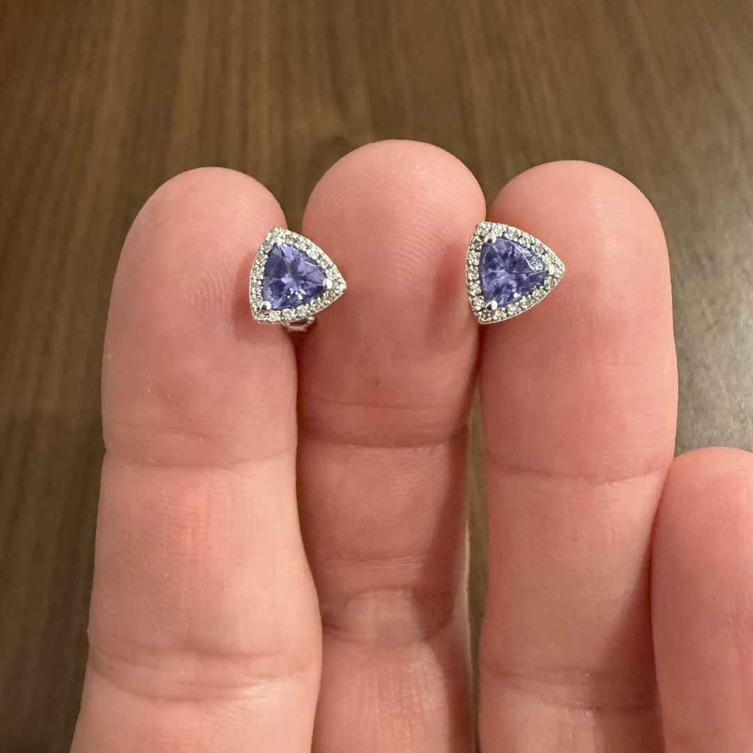 Effy 14k White Gold Tanzanite and Diamond Stud Earrings