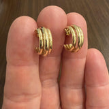 14k Yellow Gold 2.7g Triple Hoop Earrings Italy 0.65"