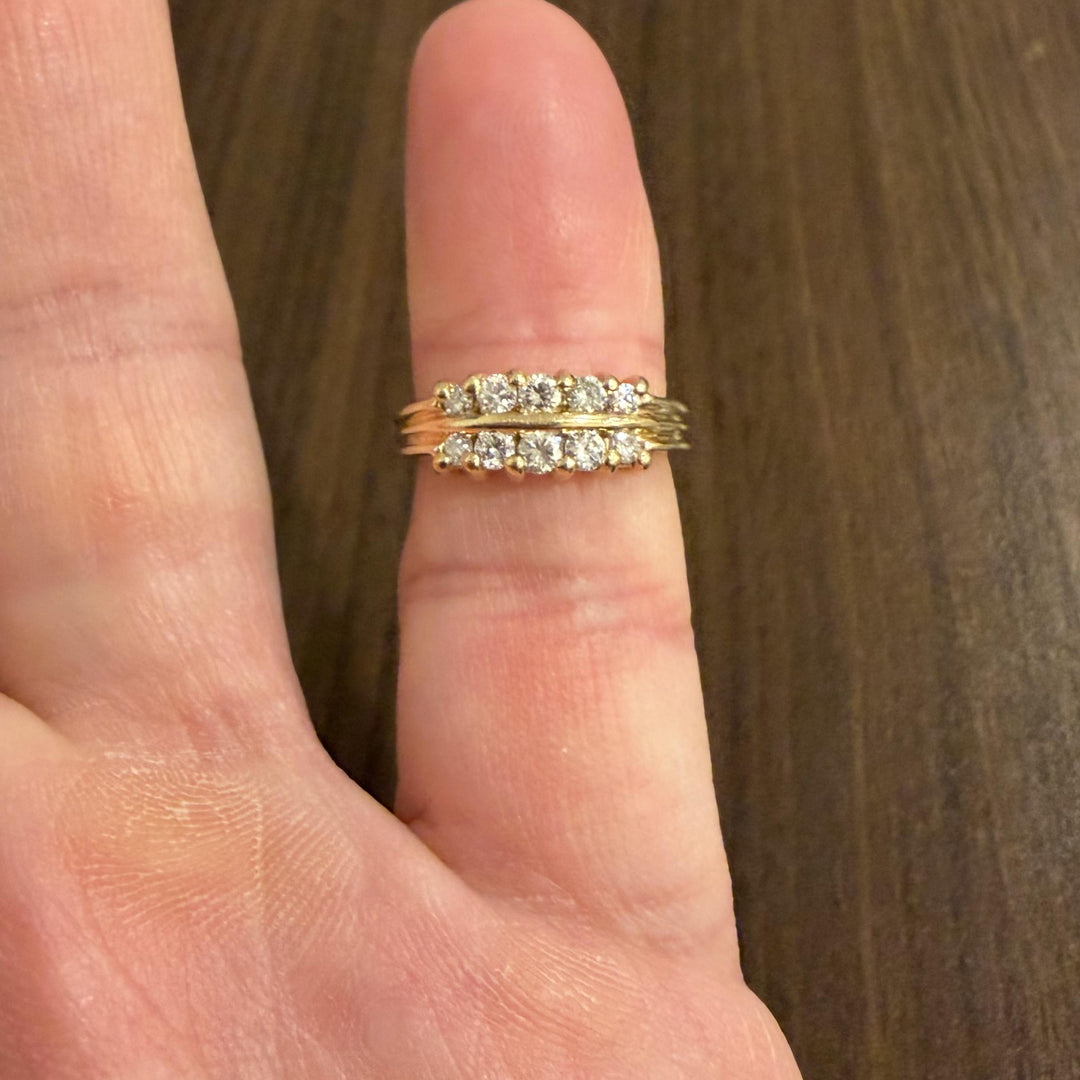 14k Yellow Gold 0.50cttw Diamond Two Row Band Ring Size 5.5