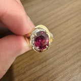 14k Yellow Gold 2.25ct Rubellite Tourmaline and Diamond Ladies Ring Size 5