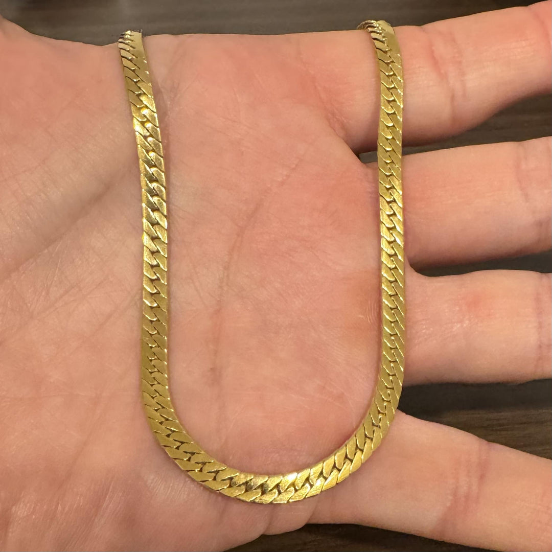 18k Yellow Gold 25.7g Solid Thick 4.5mm Herringbone Link Necklace Italy 15.5"