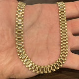 14k Yellow Gold 49.5g Heavy 10mm Presidential Link Necklace Italy 16.5"