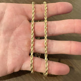 14k Yellow Gold 26.6g Solid Diamond Cut 3.5mm Rope Chain Necklace 20"