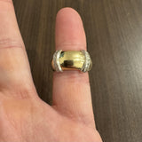 18k Yellow and White Gold Diamond Fancy Band Ring Size 6.75