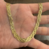 18k Yellow Gold 18.3g Braided Six Strand Herringbone Link Necklace Italy 15.5"