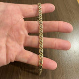 18k Yellow and White Gold 25.8g Solid Men's Long Mariner Bracelet Italy 9.75"