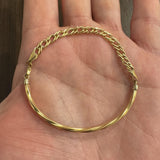 18k Yellow Gold Milor Half Bangle Half Double Curb Link Bracelet Italy 6.75"