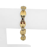 14k Yellow and White Gold 16.5g Polished Fancy Link Bracelet Italy 7.25"